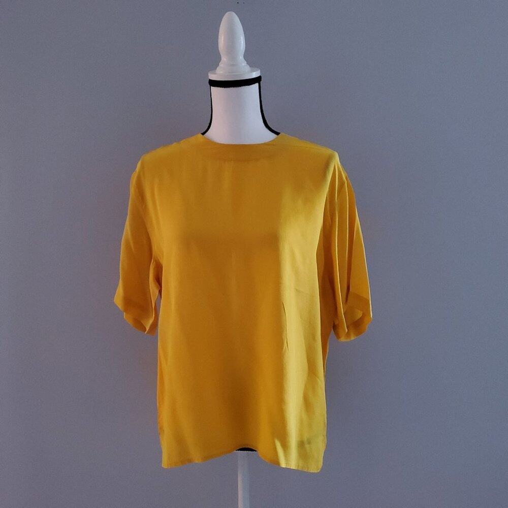 SLB By Sunny Leigh 100% Silk Short Sleeve Top L